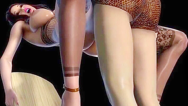 Busty 3d redhead in stockings is fucked by well endowed shemale