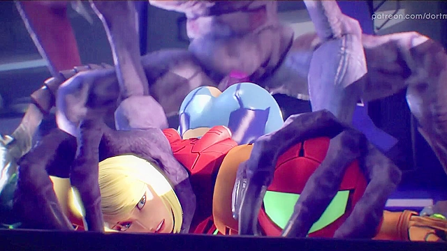 Samus Aran from Metroid fucks all kinds of monster cocks - 3D HMV