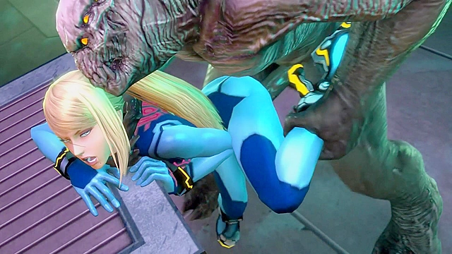 Samus Aran from Metroid fucks all kinds of monster cocks - 3D HMV