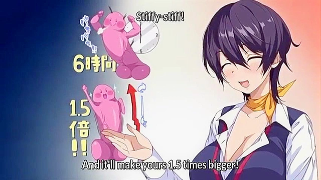 Kiss Hug 1 - Anime dude takes penis pills and cums on big fucking tits