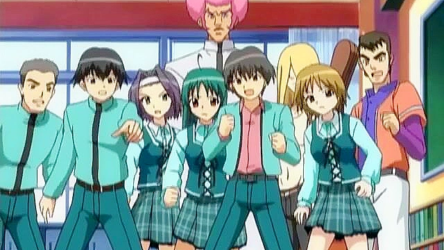 Horny anime schoolgirl gives a blowjob while fingering her wet pussy