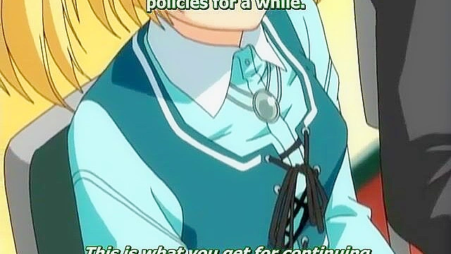 Horny anime schoolgirl gives a blowjob while fingering her wet pussy