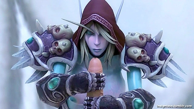 Slyvannas gets her massive elf titties fucked followed by a facial finish