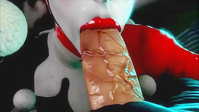 Catwoman and Harley Quinn give a tag team blowjob