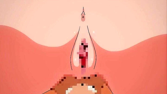 Sexy anime schoolgirl with big boobs gives a footjob to a horny student