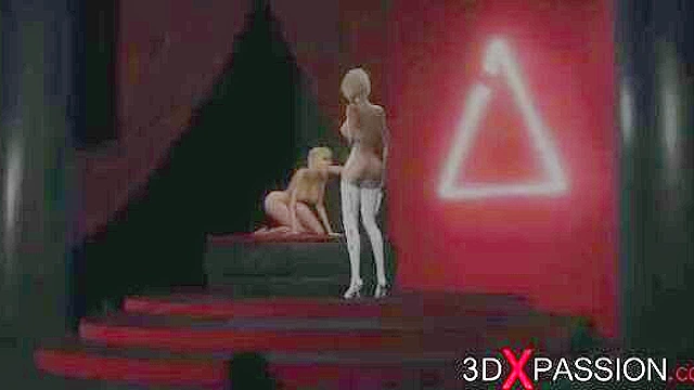 3d hot shemale fucks a horny blonde model on the fashion stage
