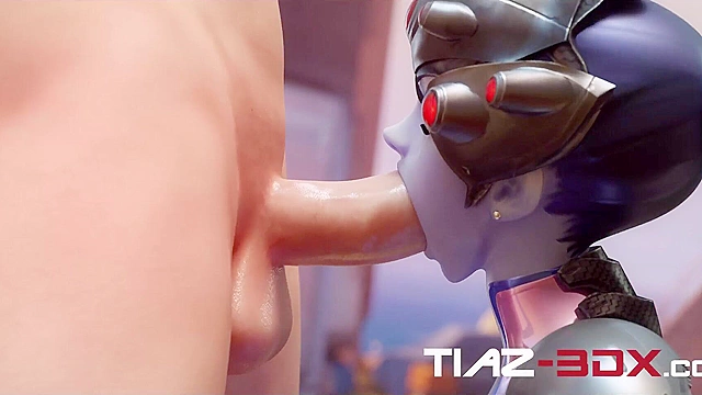 Widowmaker gets her pretty face fucked then pounded doggy style