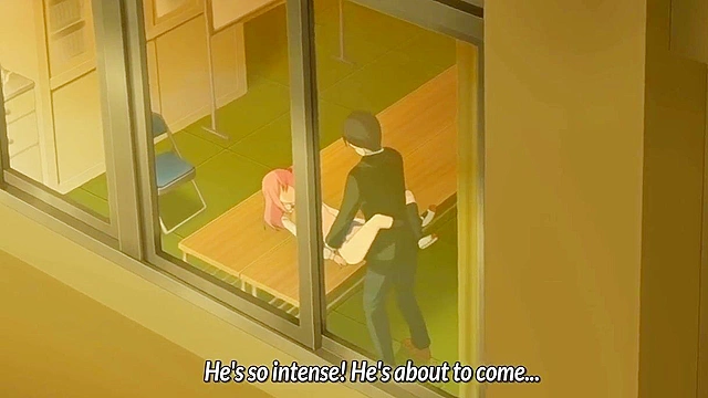 Lovely Heart 1 - Slutty anime schoolgirl sucks virgin teacher's dick under table