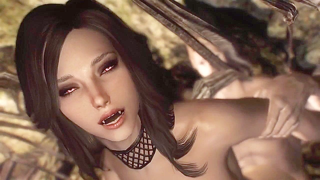 Sexy girl with nice boobs suck cocks then turns in to a succubus and gets doggy fuck