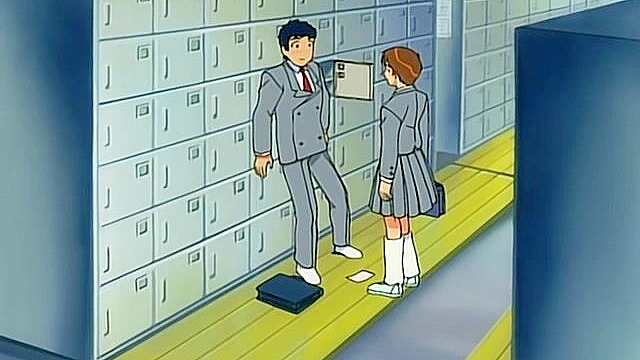 Anime student has romantic sex with his petite girlfriend in bedroom