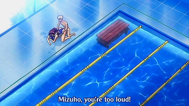 Teen anime girl in tight swimsuit gets fucked in public pool