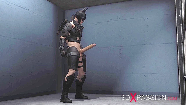 Batman fucks a tied up Harley Quinn hardcore in jail