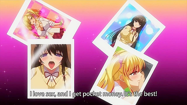 Slutty blonde and brunette schoolgirls team up on an old guy's cock