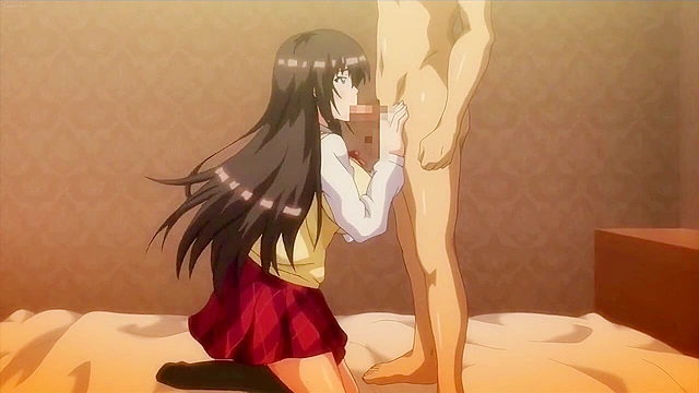 Slutty blonde and brunette schoolgirls team up on an old guy's cock