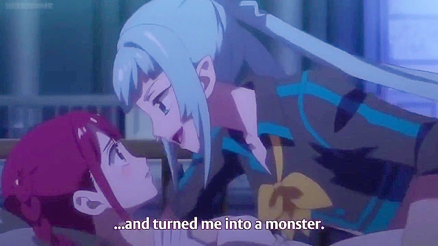 Hot anime babes turn in to weapons and cars after lesbian kissing