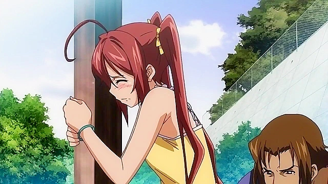 Virgin redhead schoolgirl takes a hard cock at a public hot spring