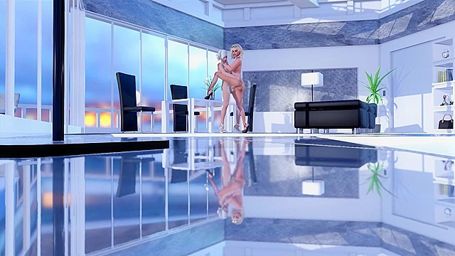 Rich bitch gets fucked by a huge futa 3d cartoon cock