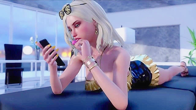 Rich bitch gets fucked by a huge futa 3d cartoon cock