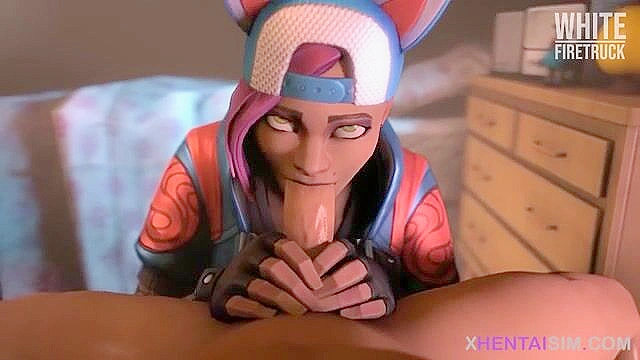 Naughty Fortnite 3D teens with glasses sucking dick and deepthroating