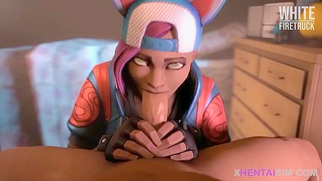 Naughty Fortnite 3D teens with glasses sucking dick and deepthroating