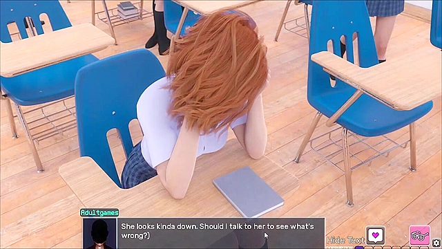 The Awakening - Schoolgirl gives a blowjob in the classroom - game walkthrough