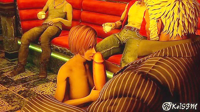 DOA girl Lisa Hamilton gives a strip show then gets gangbanged by everyone in the club