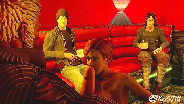 DOA girl Lisa Hamilton gives a strip show then gets gangbanged by everyone in the club