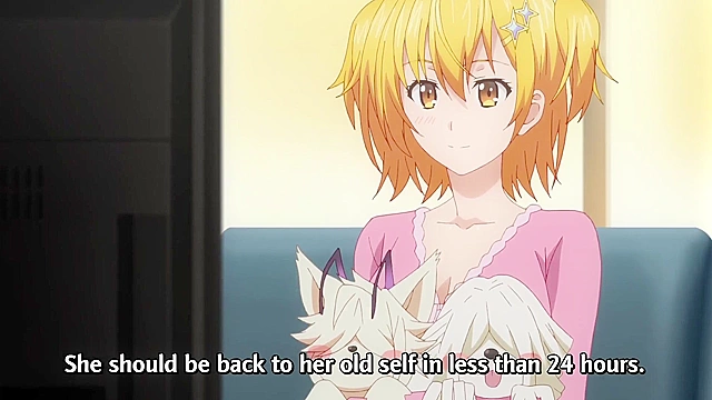 Super HxEros (uncensored) 6 - Ecchi - Busty anime schoolgirl flashes her boobs to H-warrior