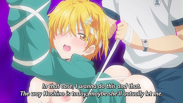 Super HxEros (uncensored) 6 - Ecchi - Busty anime schoolgirl flashes her boobs to H-warrior