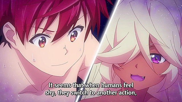 Super HxEros (uncensored) 6 - Ecchi - Busty anime schoolgirl flashes her boobs to H-warrior