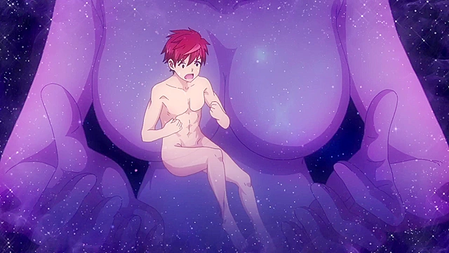 Super HxEros (uncensored) 6 - Ecchi - Busty anime schoolgirl flashes her boobs to H-warrior