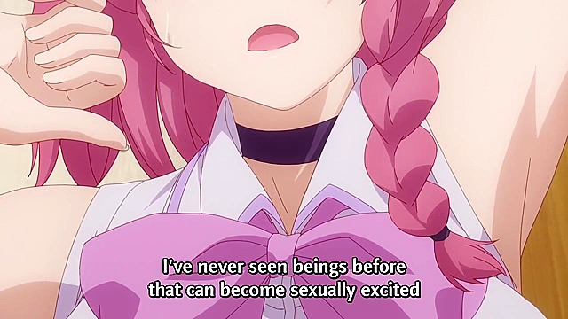 Super HxEros (uncensored) 6 - Ecchi - Busty anime schoolgirl flashes her boobs to H-warrior