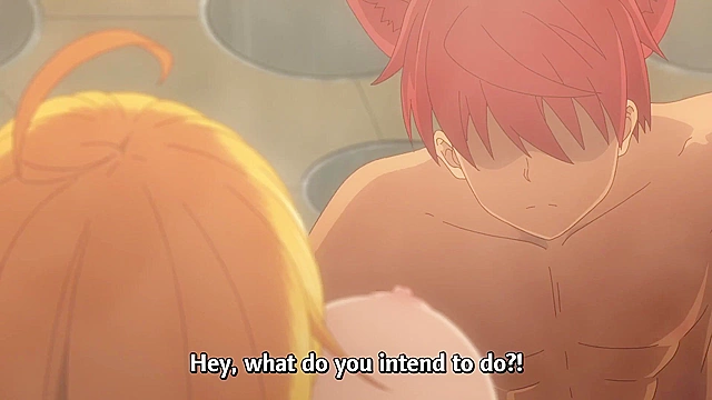 Super HxEros (uncensored) 6 - Ecchi - Busty anime schoolgirl flashes her boobs to H-warrior