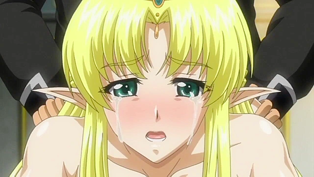 Elf no Futago Hime - Busty blonde elf gets on her knees sucking cock and swallowing hot sperm