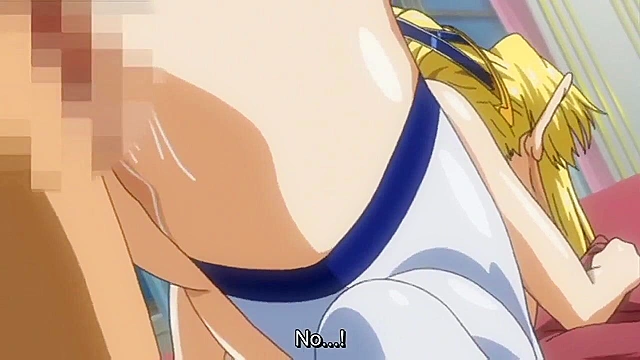 Elf no Futago Hime - Busty blonde elf gets on her knees sucking cock and swallowing hot sperm