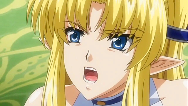 Elf no Futago Hime - Busty blonde elf gets on her knees sucking cock and swallowing hot sperm