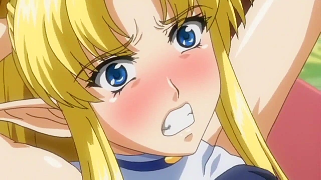 Elf no Futago Hime - Busty blonde elf gets on her knees sucking cock and swallowing hot sperm