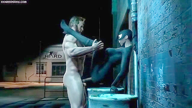 Wolverine lifts up catwoman and fucks her in an alley