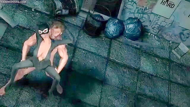 Wolverine lifts up catwoman and fucks her in an alley