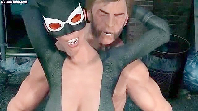 Wolverine lifts up catwoman and fucks her in an alley
