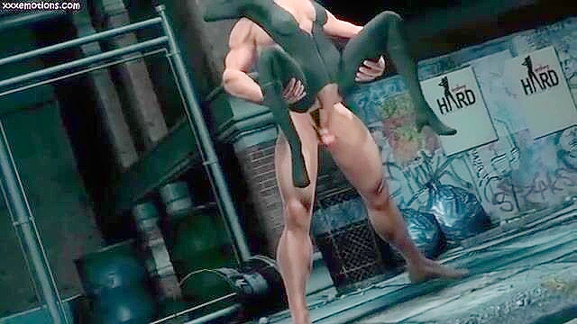 Wolverine lifts up catwoman and fucks her in an alley