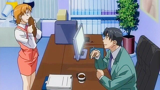 Busty blonde hottie in sexy lingerie gets grabbed by the boss in office