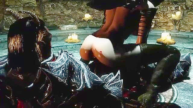 Witch babe from skyrim gets fucked hard doggy style by a demon