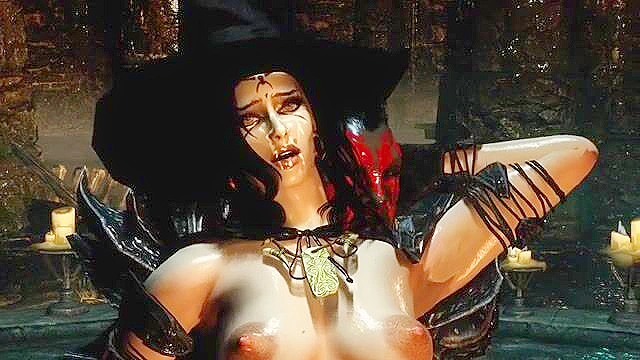 Witch babe from skyrim gets fucked hard doggy style by a demon