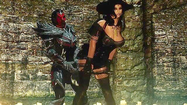 Witch babe from skyrim gets fucked hard doggy style by a demon