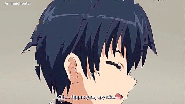 Horny older sister slams her pussy in bros face and sucks his thick hentai cock