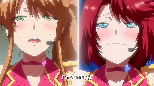 Horny anime sluts fucks on stage at a free for all sex park