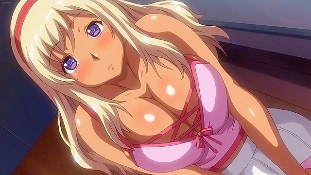 Hot blonde anime schoolgirl goes back for a study lesson and blowjob