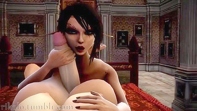 Morning Glory - Brown busty girl with huge tits gives a boobjob to hung futanari girl