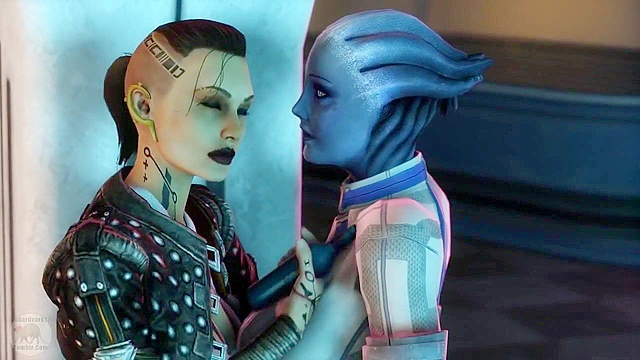 Blue Star 1 - Space girl licking and finger the asshole of a blue alien